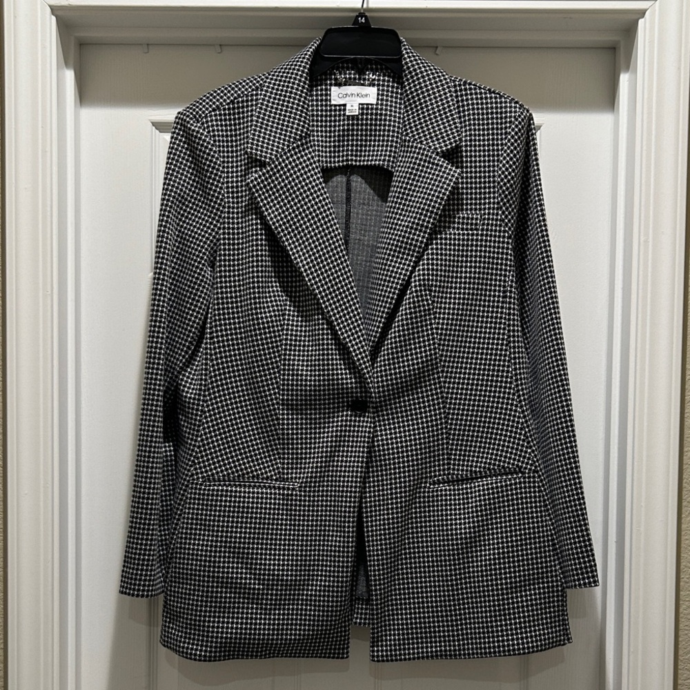 Calvin Klein one Button Houndstooth Blazer